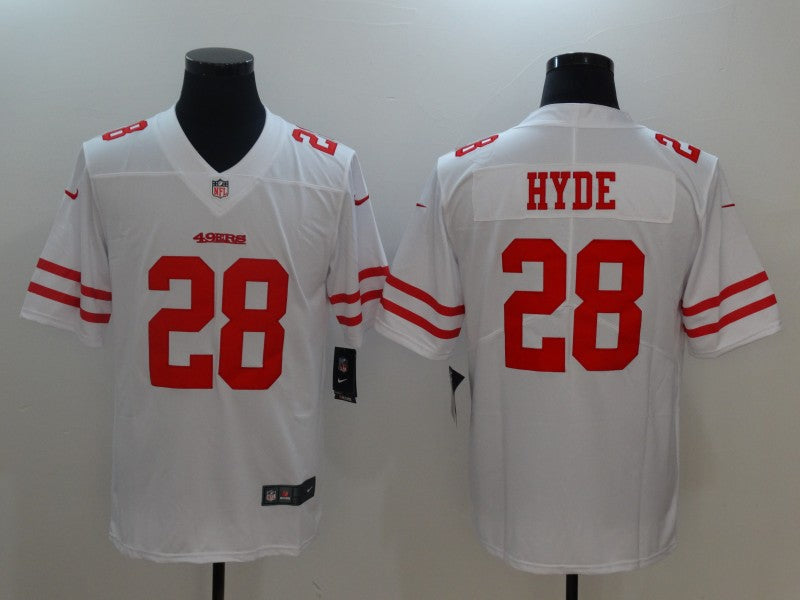 Men's San Francisco 49ers Carlos Hyde White Game Jersey football jersey product view 1