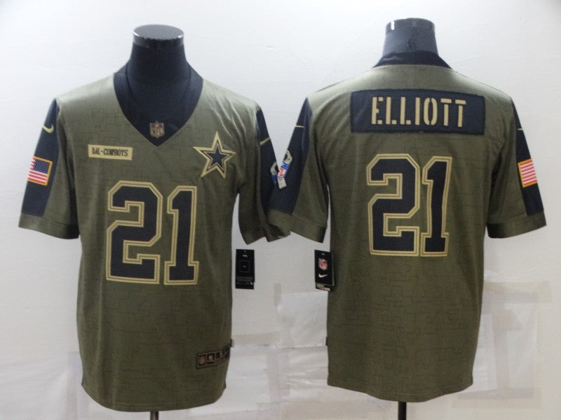 Men's Dallas Cowboys Ezekiel Elliott #21 Brown Player Game Jersey1 football jersey product view 1