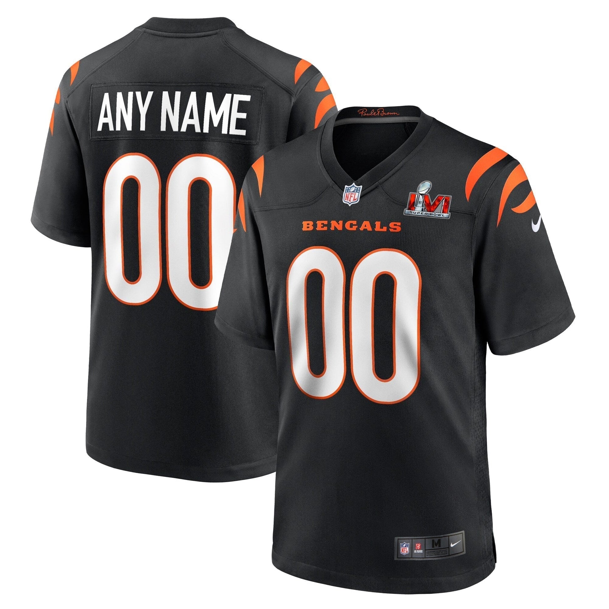 Cincinnati Bengals Super Bowl LVI Game Custom Jersey - Black football jersey product view 1
