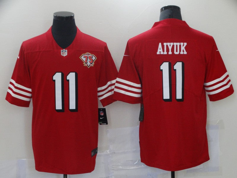 Men's San Francisco 49ers Brandon Aiyuk #11 Red 75th Anniversary Game Jersey1 football jersey product view 1