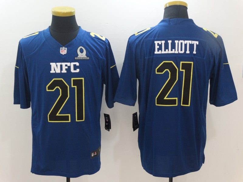 Men's Dallas Cowboys Ezekiel Elliott #21 Blue Game Jersey1 football jersey product view 1