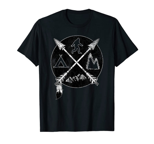 Camping Arrow Funny Dad Bigfoot Mountains T-Shirt - Trendy Graphic Unisex - T-Shirt, Sweatshirt, Hoodie
