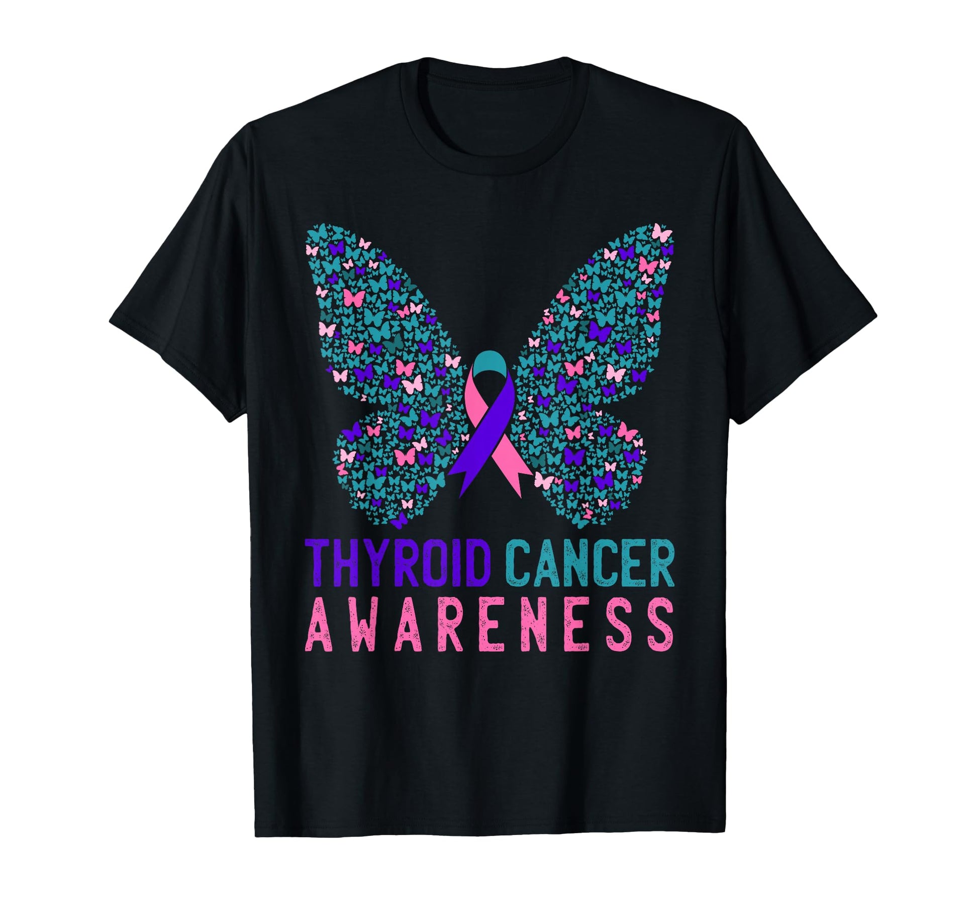 Butterfly Thyroid Cancer Awareness T-Shirt - Novelty Apparel for Adults - T-Shirt, Sweatshirt, Hoodie