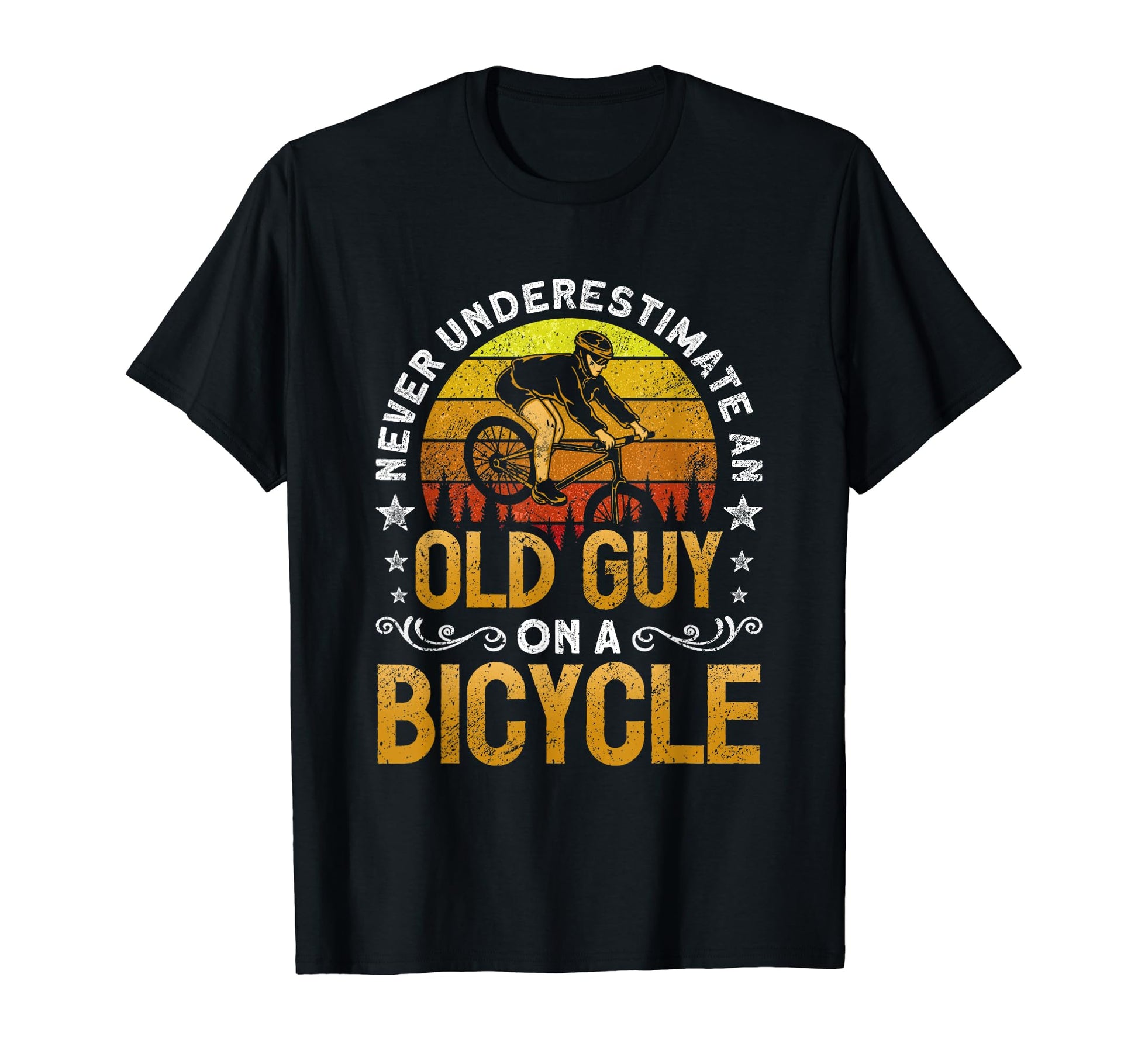 Never Underestimate Old Guy Bicycle T-Shirt - Custom Art Print Unisex - T-Shirt, Sweatshirt, Hoodie