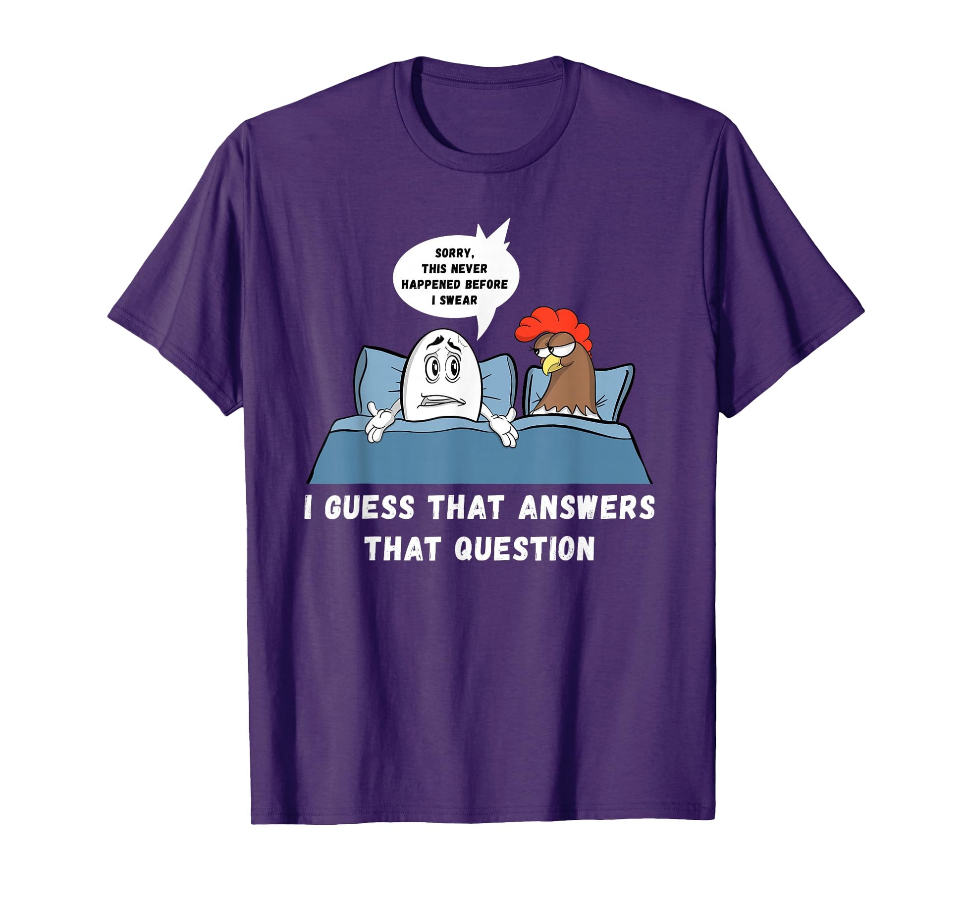 Which Came First Chicken Or Egg Joke T-Shirt - Graphic Print for Adults - T-Shirt, Sweatshirt, Hoodie