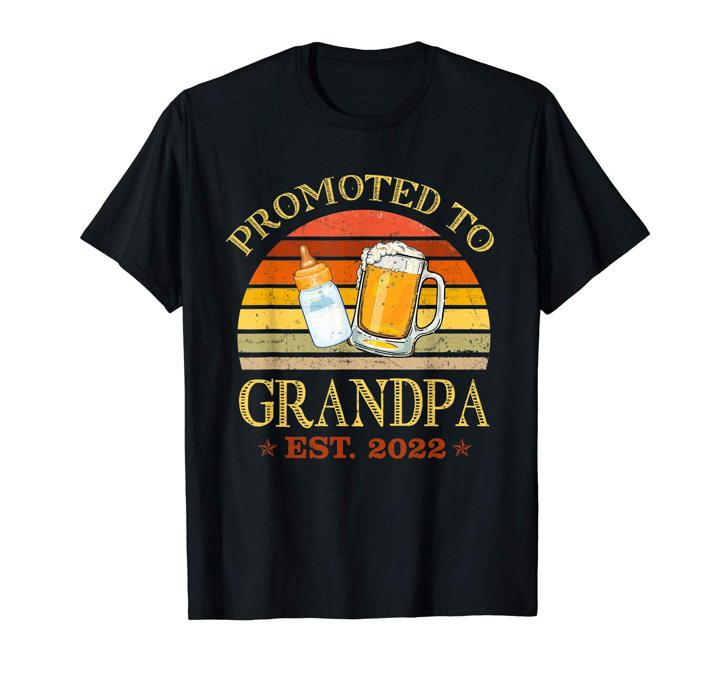 Mens Promoted To Grandpa Est 2022 Fathers T-Shirt - Unique Graphic Unisex - T-Shirt, Sweatshirt, Hoodie