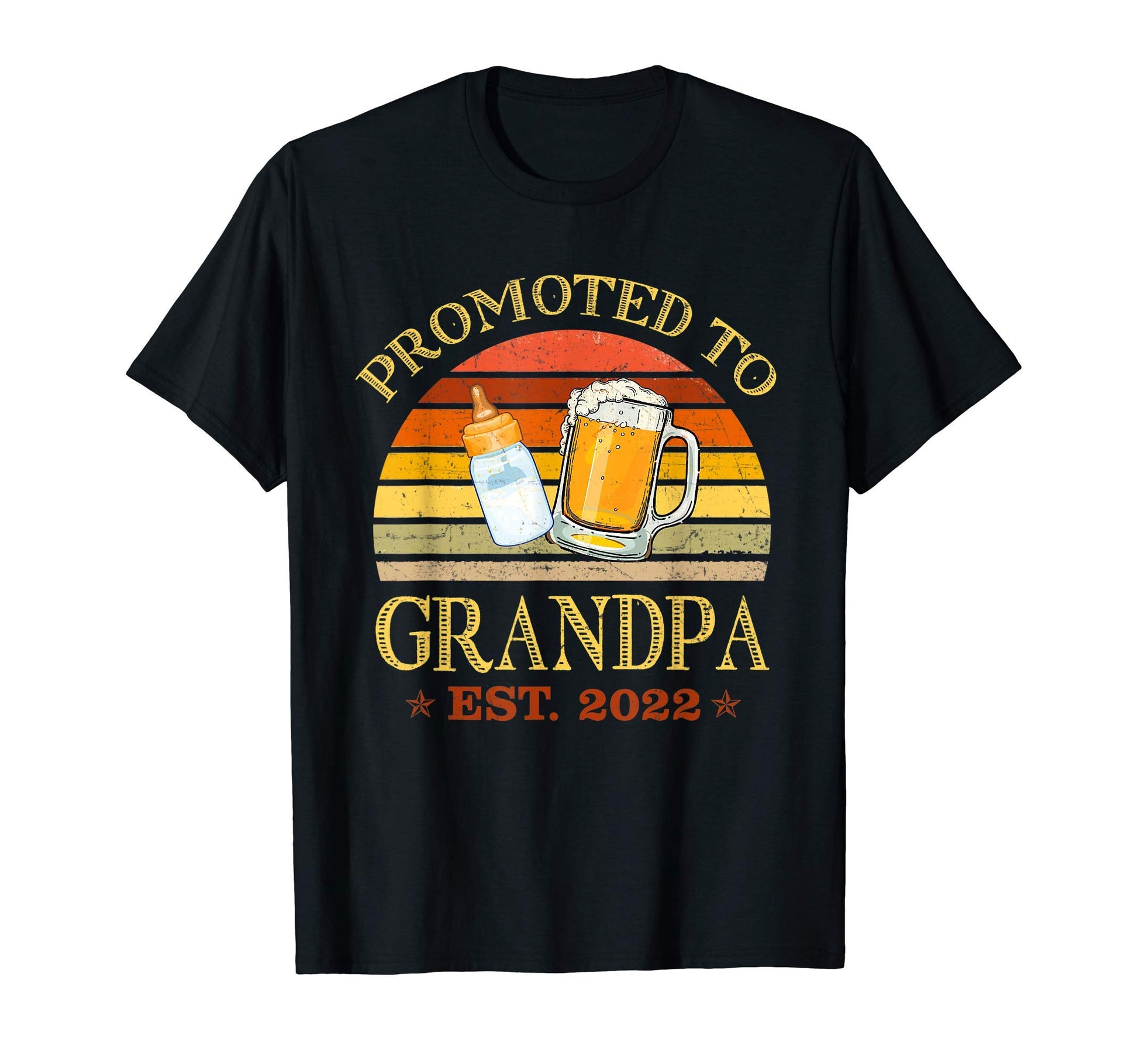 Mens Promoted To Grandpa Est 2022 Fathers T-Shirt - Unique Graphic Unisex - T-Shirt, Sweatshirt, Hoodie