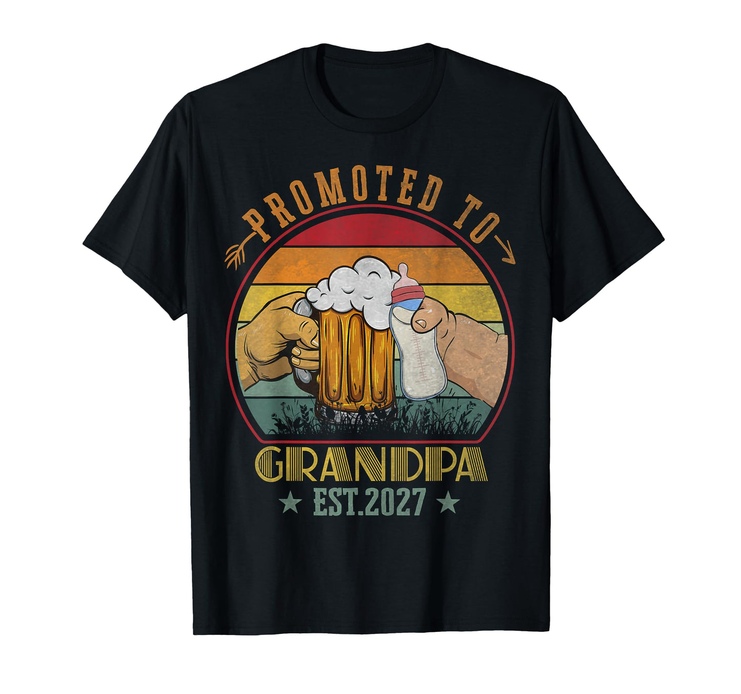Promoted To Grandpa Est 2027 New Dad T-Shirt - Custom Art Print Unisex - T-Shirt, Sweatshirt, Hoodie