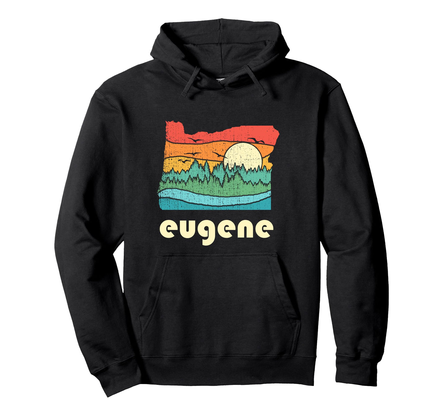 Eugene Oregon Throwback Gift Hoodie - Novelty Apparel Unisex - T-Shirt, Sweatshirt, Hoodie