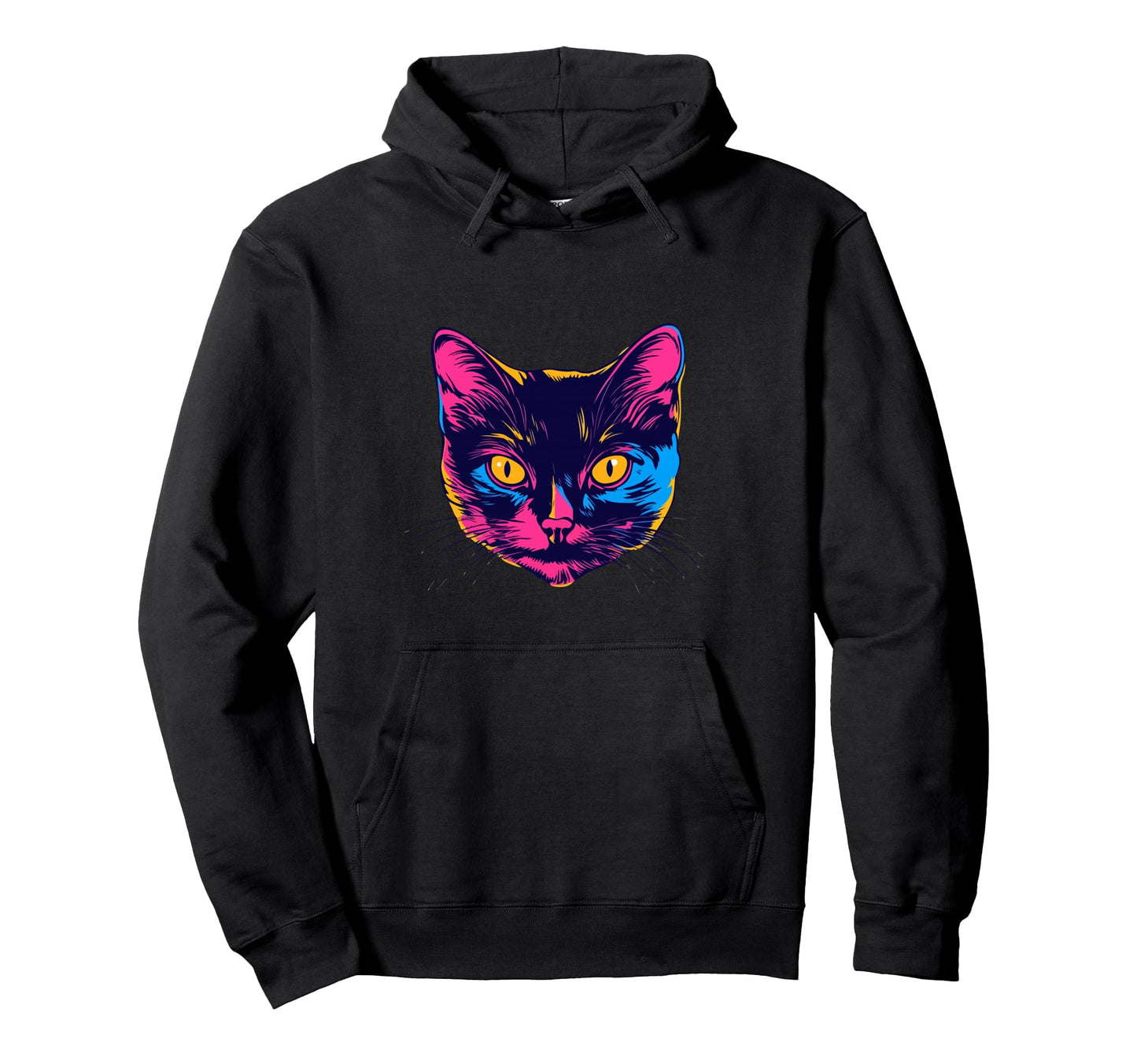 Snirt Colourful Cat Head Pop Art Cat Hoodie - Streetwear Style for Adults - T-Shirt, Sweatshirt, Hoodie