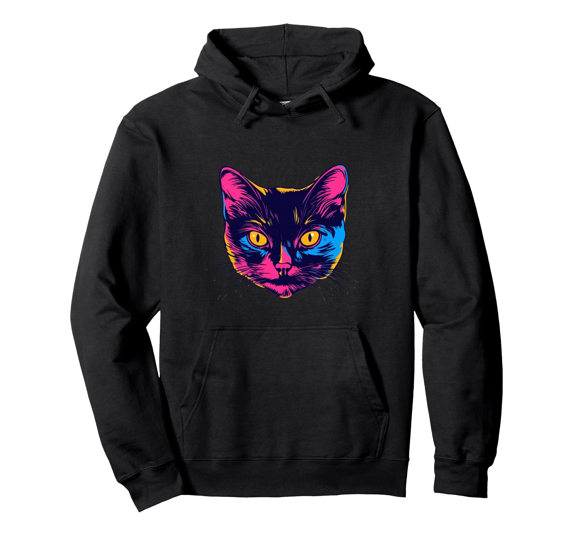 Snirt Colourful Cat Head Pop Art Cat Hoodie - Streetwear Style for Adults - T-Shirt, Sweatshirt, Hoodie