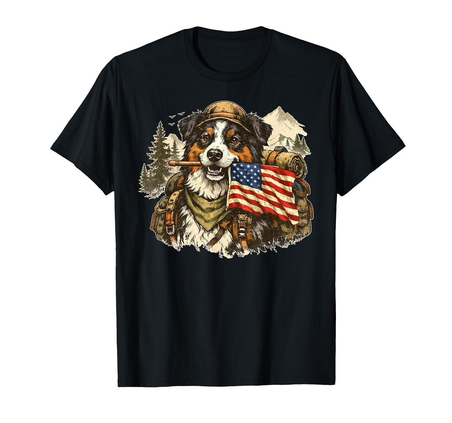 Australian Shepherd Usa Flag T-Shirt - Casual Everyday Wear Men Women - T-Shirt, Sweatshirt, Hoodie