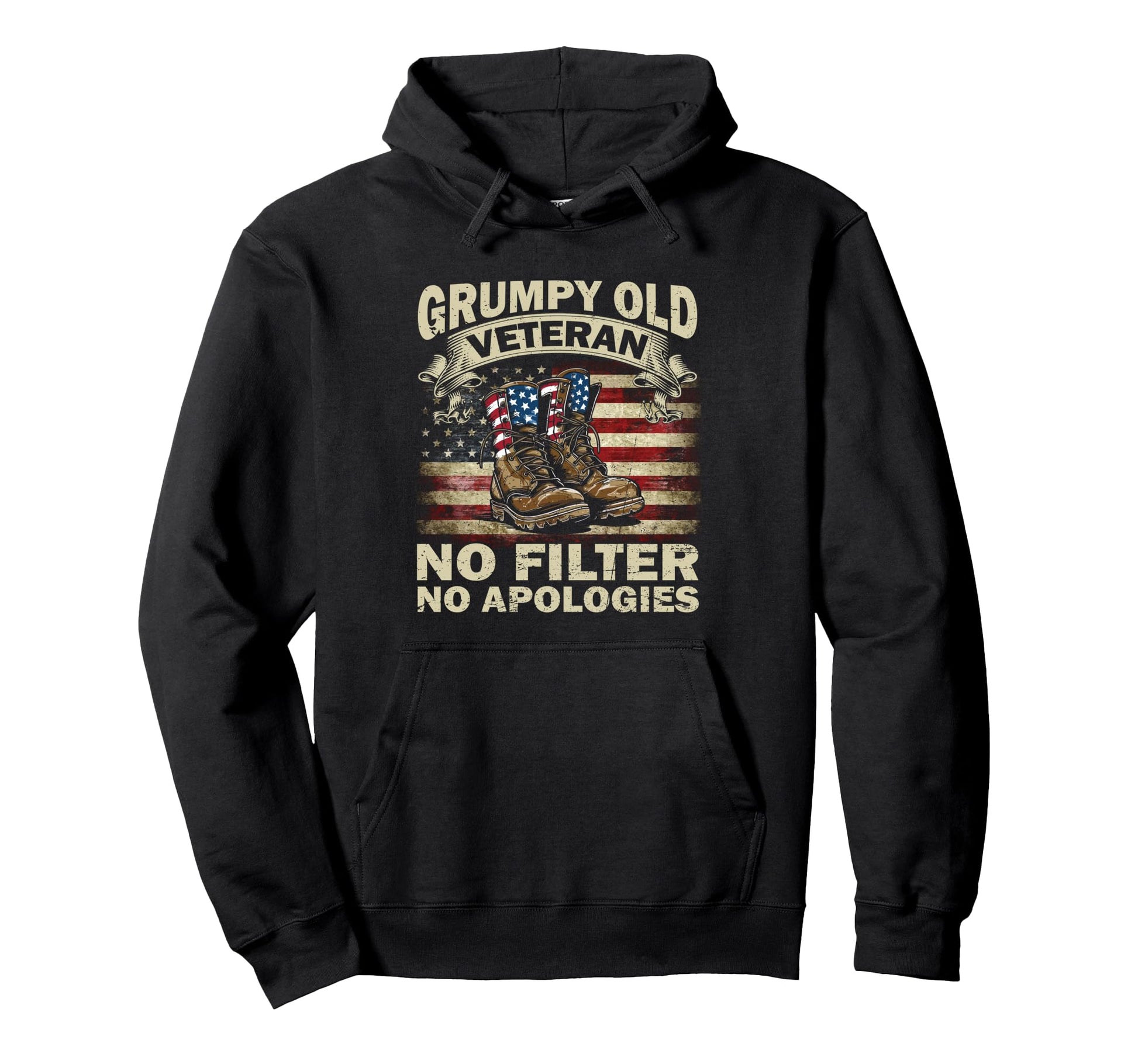 Funny Grumpy Old Veteran No Filter No Hoodie - Novelty Apparel Unisex - T-Shirt, Sweatshirt, Hoodie