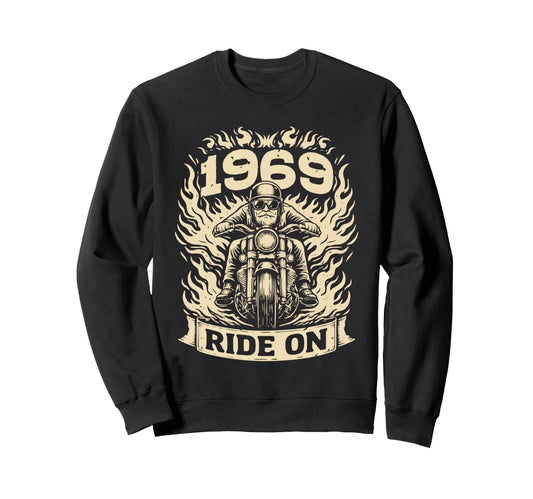 Biker 1969 Ride Birthday Motorcycle Sweatshirt - Graphic Print for Adults - T-Shirt, Sweatshirt, Hoodie