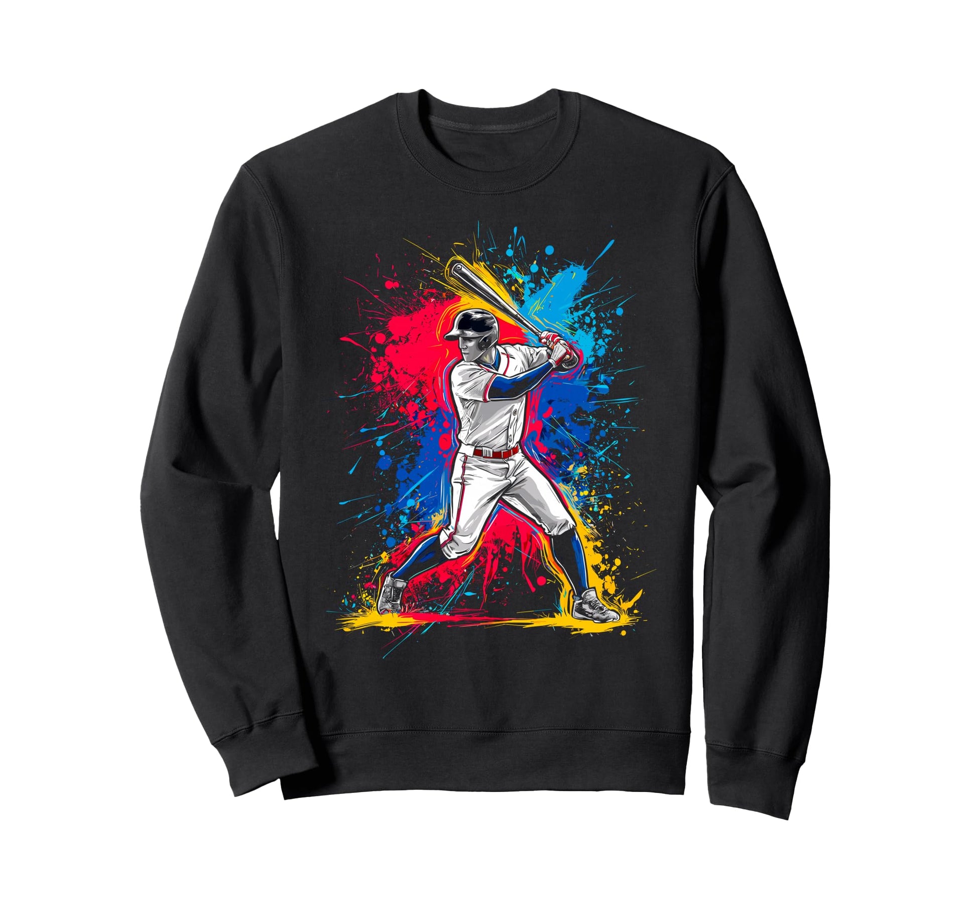 Paint Splash Baseball Player Coach Sweatshirt - Minimalist Print Unisex - T-Shirt, Sweatshirt, Hoodie