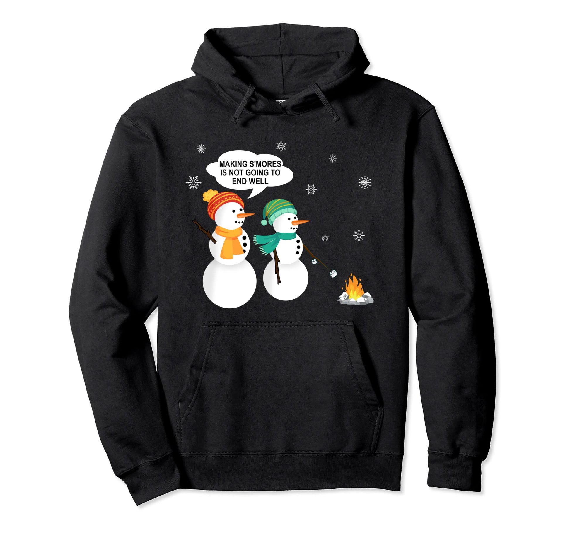 Funny Winter Camping Snowman Smores Hoodie - Fun Novelty Design Unisex - T-Shirt, Sweatshirt, Hoodie