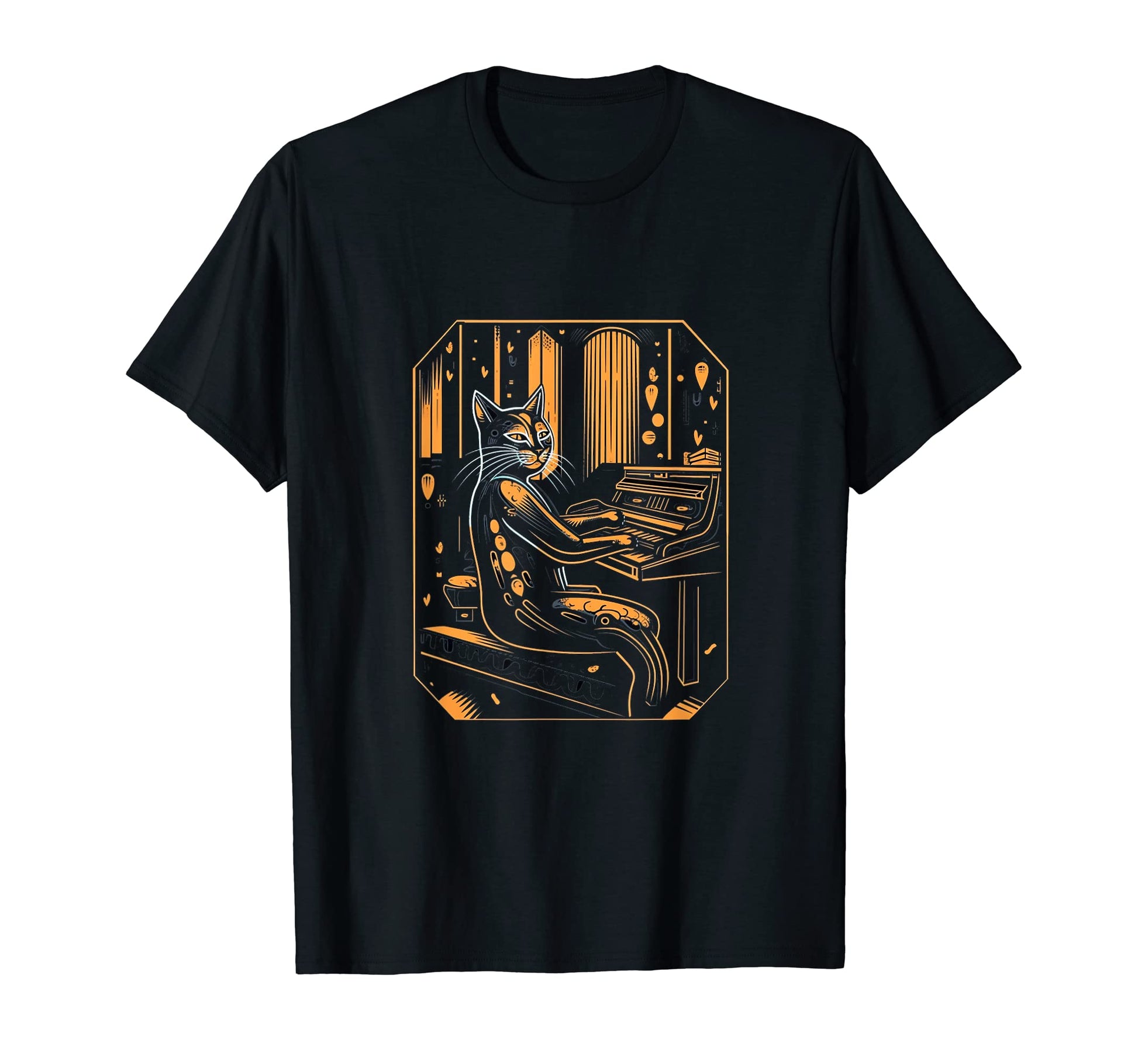 Cat Pianist Piano Player Kitten T-Shirt - Casual Everyday Wear Unisex - T-Shirt, Sweatshirt, Hoodie