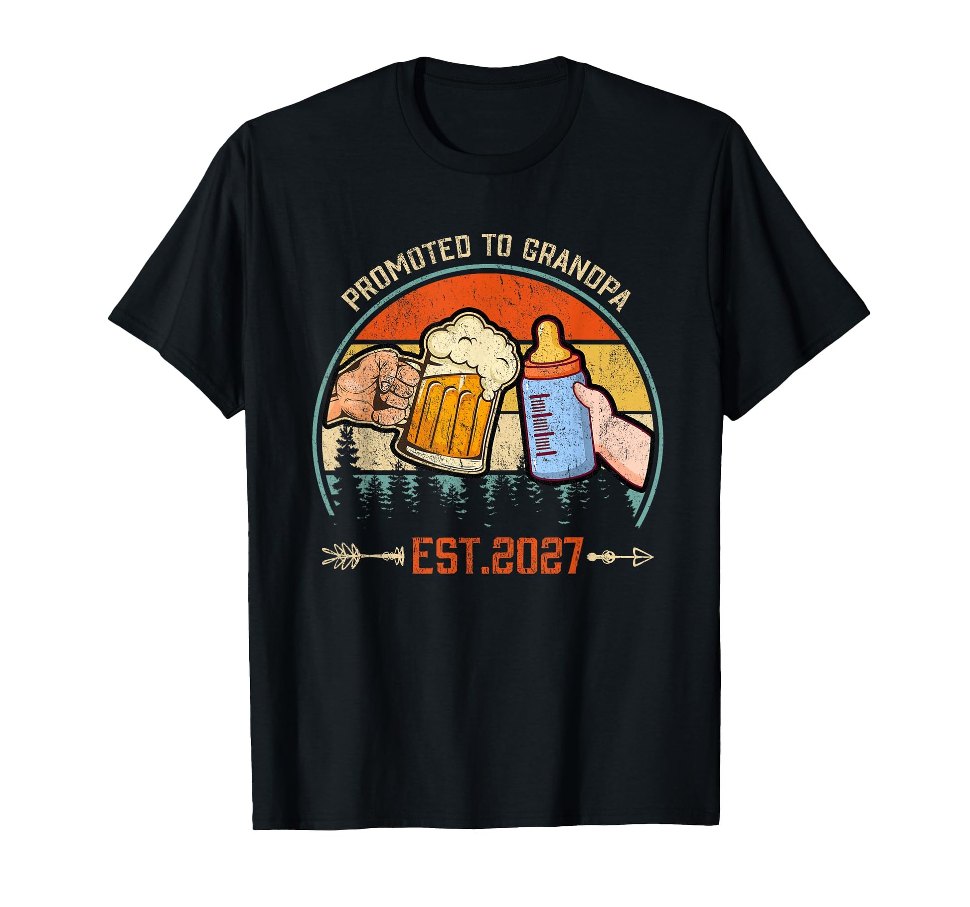 Promoted To Grandpa Est 2027 T-Shirt - Novelty Apparel Men Women - T-Shirt, Sweatshirt, Hoodie