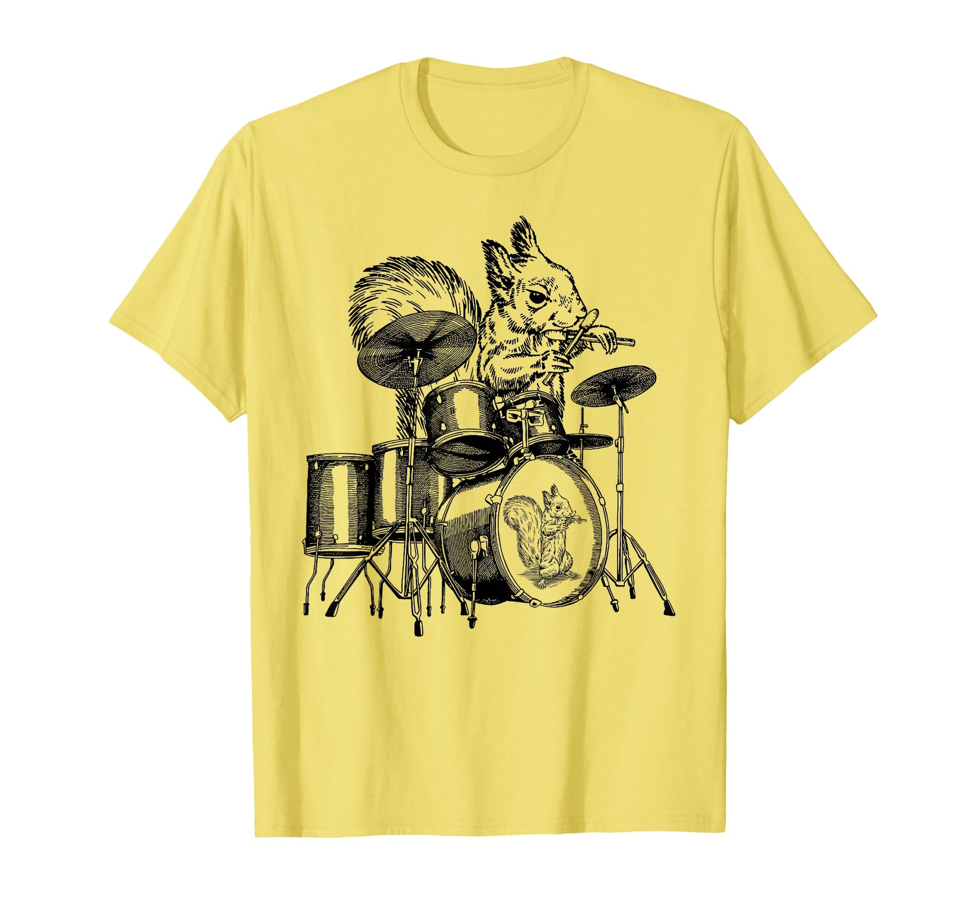 Squirrel Playing Drums Drummer T-Shirt - Unique Graphic for Adults - T-Shirt, Sweatshirt, Hoodie