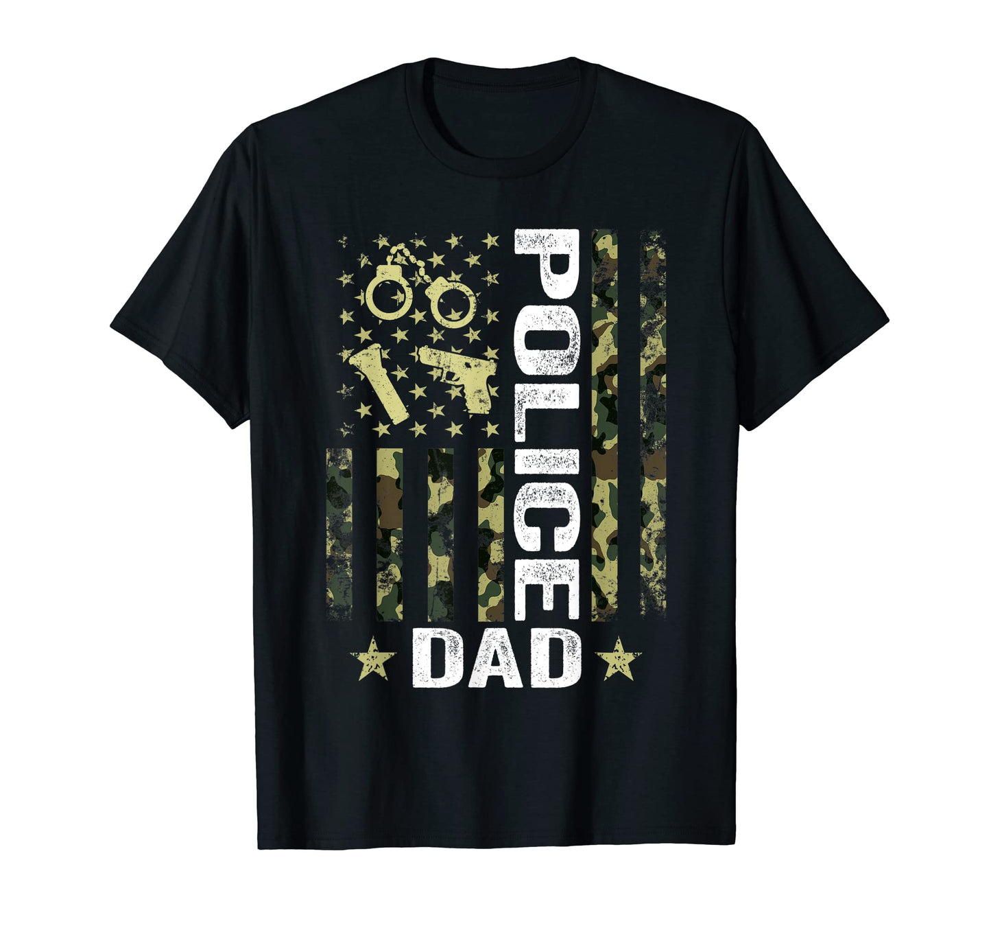 Usa Flag Camouflage Police Dad T-Shirt - Casual Everyday Wear for Adults - T-Shirt, Sweatshirt, Hoodie