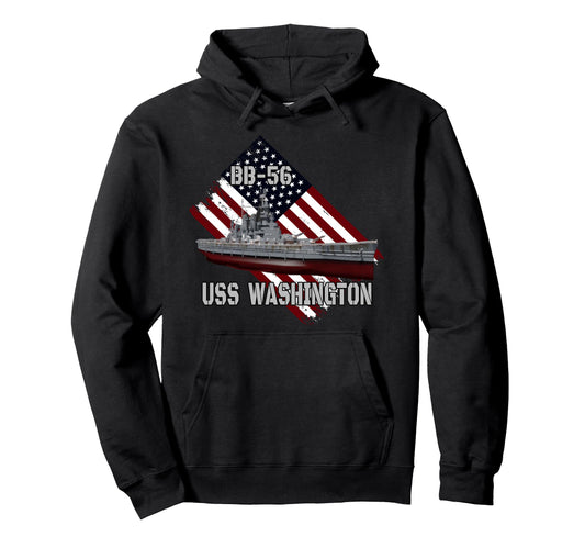 Battleship Uss Washington Bb 56 Hoodie - Aesthetic Graphic Men Women - T-Shirt, Sweatshirt, Hoodie