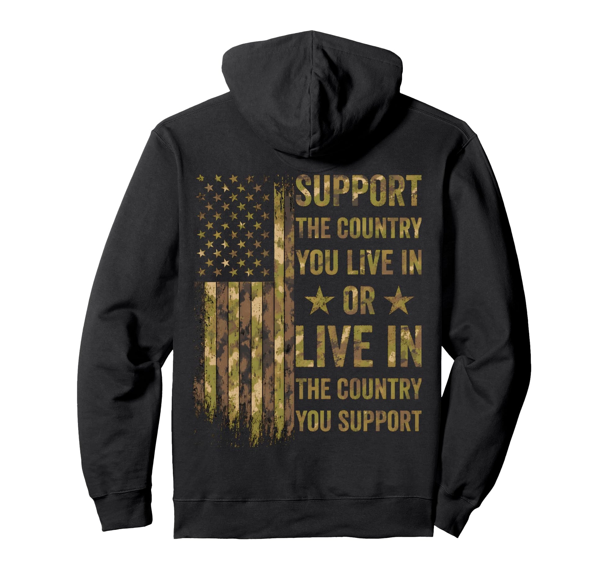 Support Country You Live American Flag Usa Hoodie - Novelty Apparel Unisex - T-Shirt, Sweatshirt, Hoodie