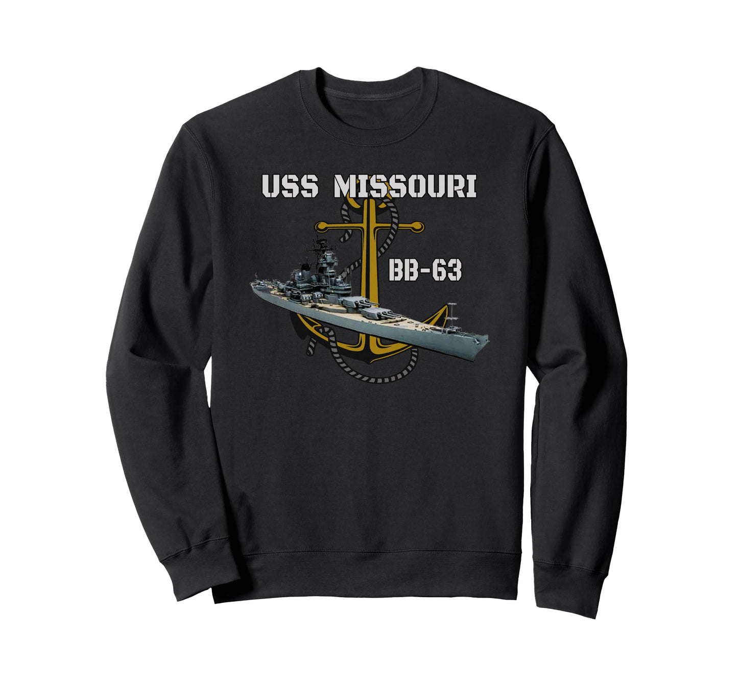 Uss Missouri Bb 63 Battleship Ww2 Sweatshirt - Custom Art Print Unisex - T-Shirt, Sweatshirt, Hoodie