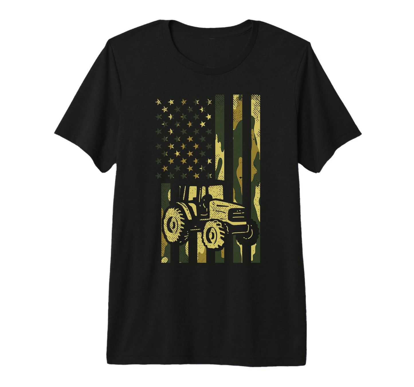 Camo Flag Tractor Military Farm Truck T-Shirt - Aesthetic Graphic Unisex - T-Shirt, Sweatshirt, Hoodie