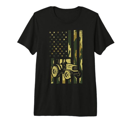 Camo Flag Tractor Military Farm Truck T-Shirt - Aesthetic Graphic Unisex - T-Shirt, Sweatshirt, Hoodie