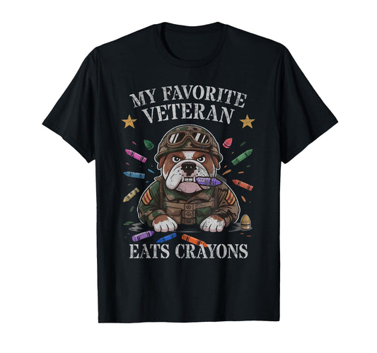 Bulldog My Favorite Veteran Eats T-Shirt - Aesthetic Graphic Unisex - T-Shirt, Sweatshirt, Hoodie