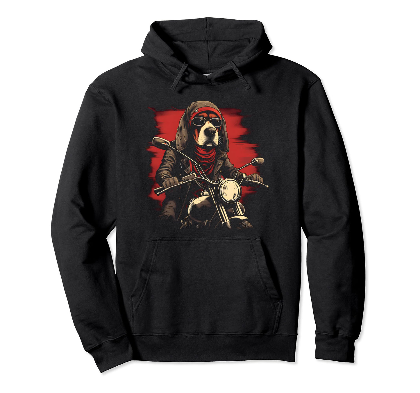 Motorcycle Dad Biker Funny Dog Beagle Hoodie - Custom Art Print for Adults - T-Shirt, Sweatshirt, Hoodie
