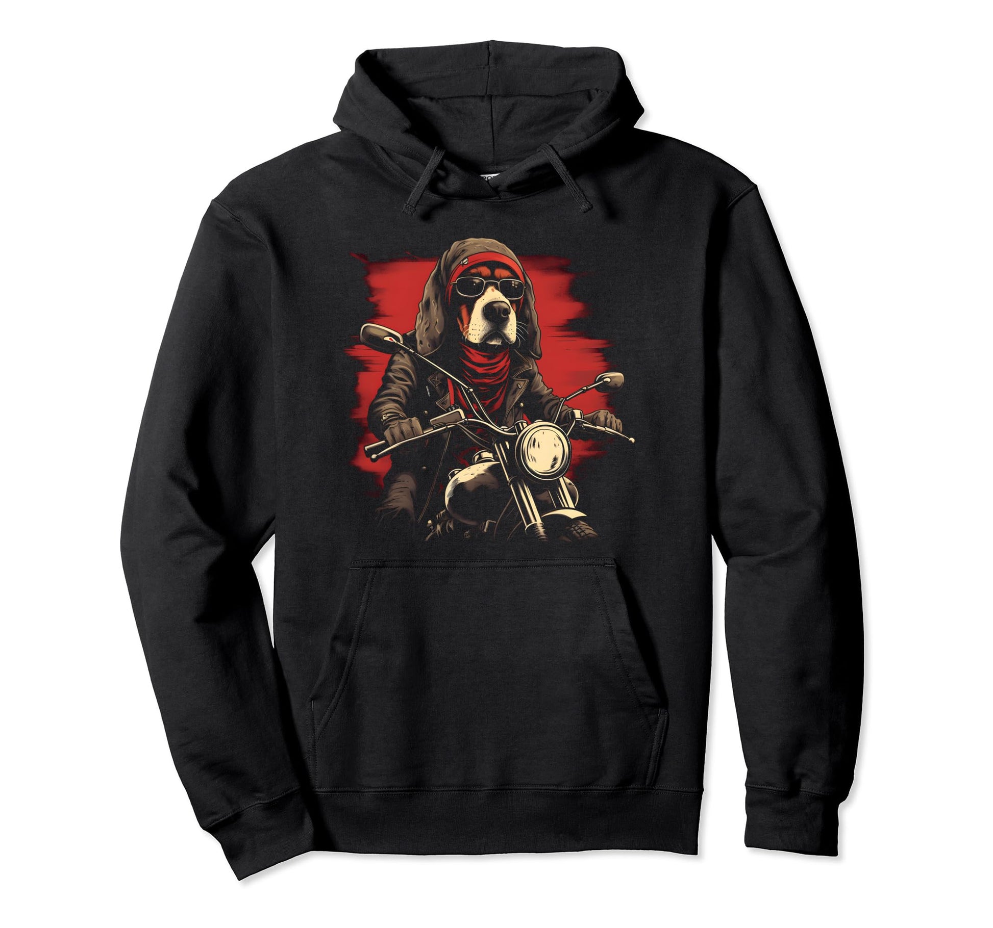 Motorcycle Dad Biker Funny Dog Beagle Hoodie - Custom Art Print for Adults - T-Shirt, Sweatshirt, Hoodie