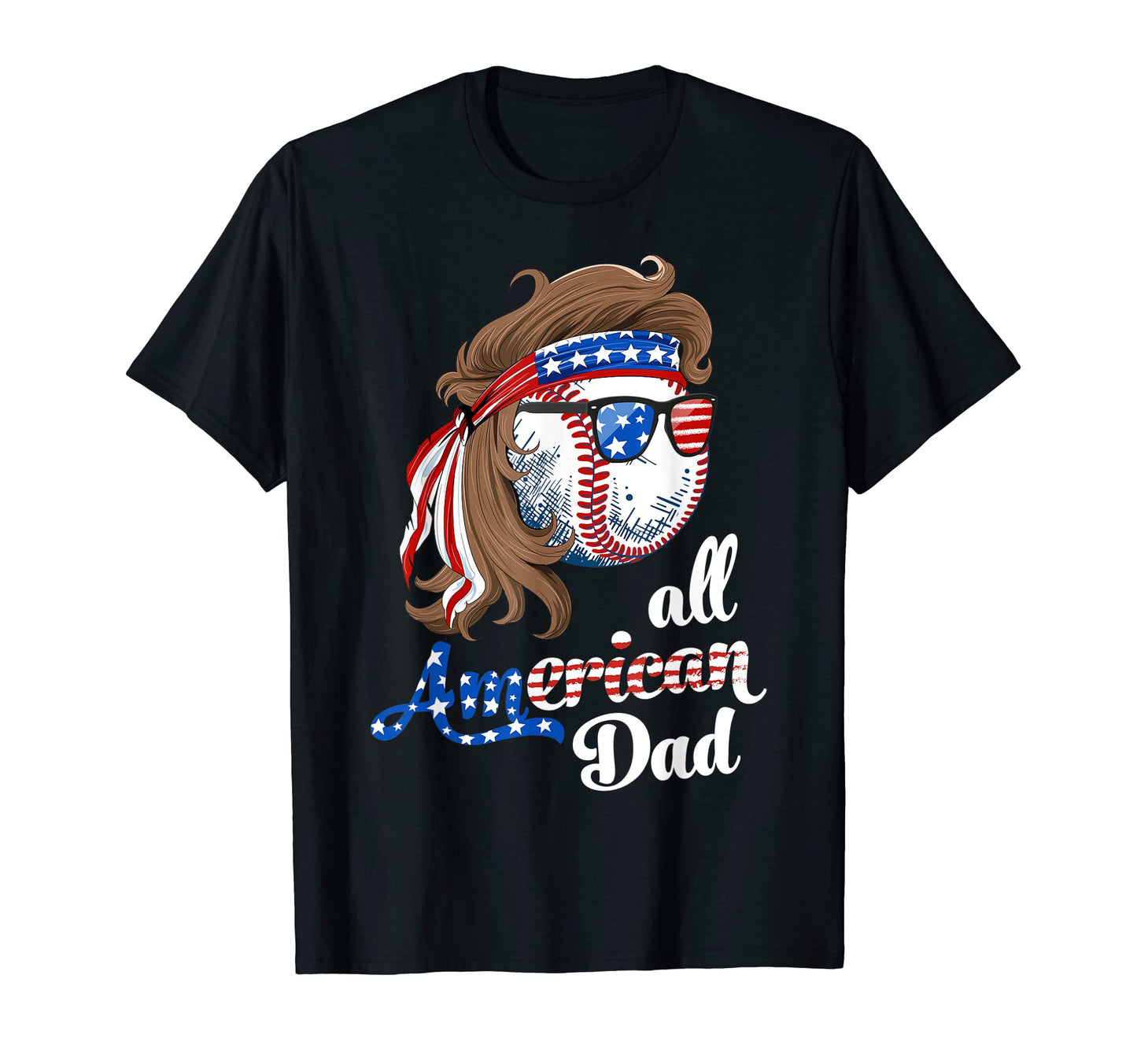 All American Dad Baseball Dad Mullet T-Shirt - Aesthetic Graphic Unisex - T-Shirt, Sweatshirt, Hoodie
