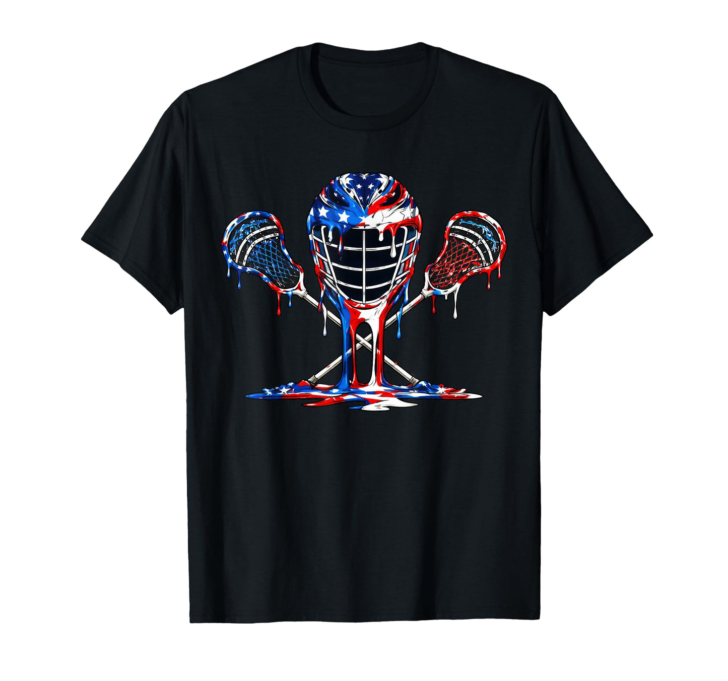 Patriotic American Flag Lacrosse Ice T-Shirt - Minimalist Print Unisex - T-Shirt, Sweatshirt, Hoodie