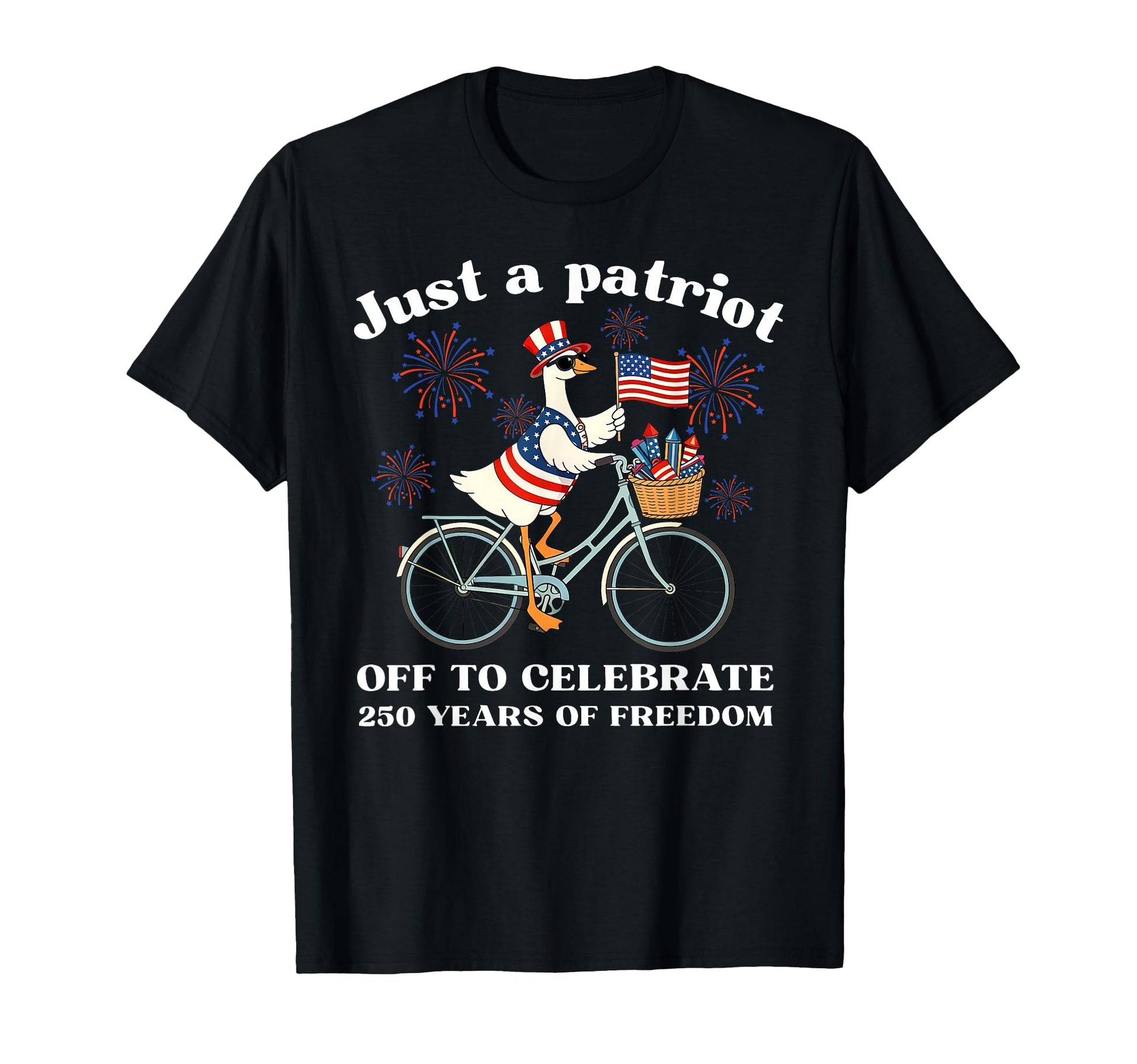 Just Patriot Off To Celebrate Goose T-Shirt - Fun Novelty Design Unisex - T-Shirt, Sweatshirt, Hoodie
