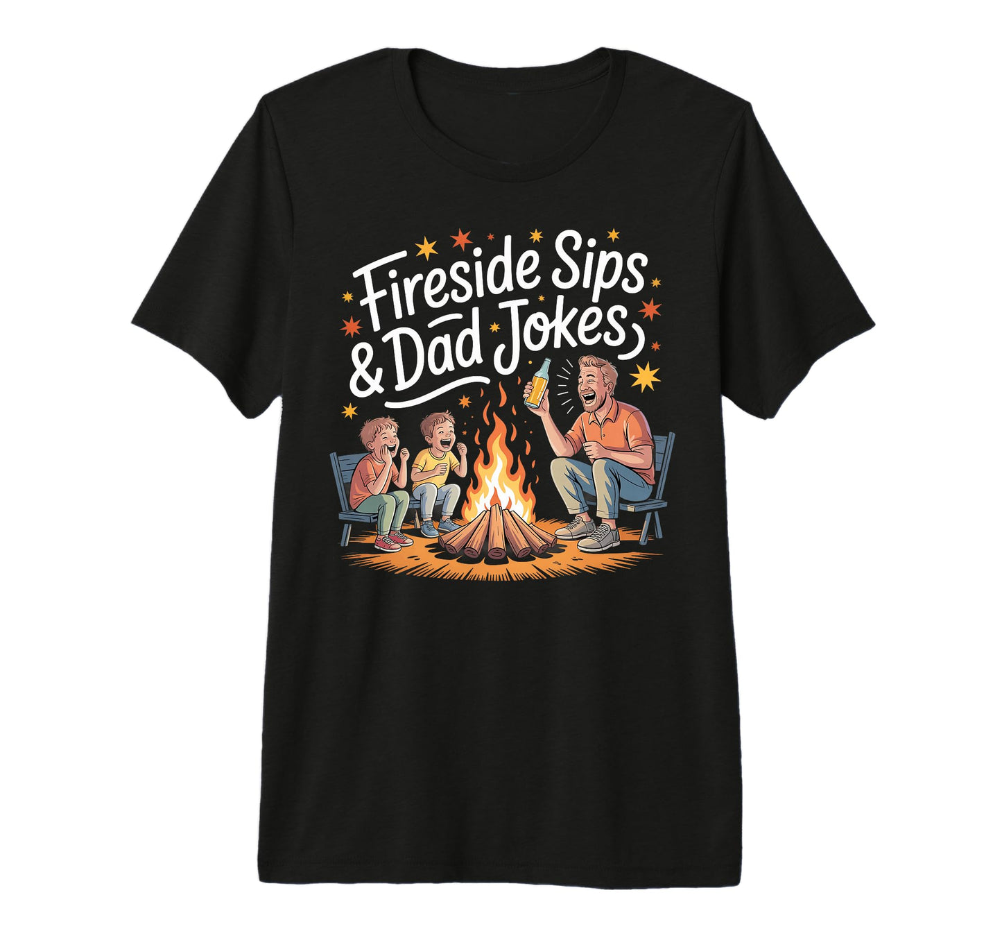 Fireside Sips Dad Jokes Camping T-Shirt - Aesthetic Graphic Men Women - T-Shirt, Sweatshirt, Hoodie