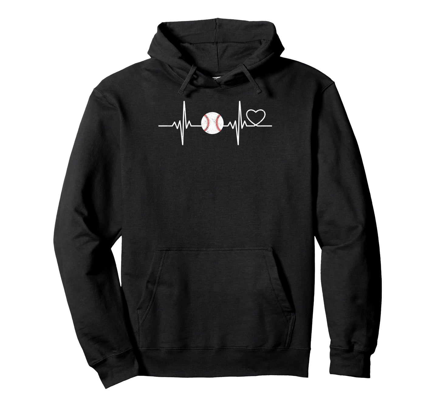 Baseball Ball Heartbeat Player Coach Hoodie - Minimalist Print for Adults - T-Shirt, Sweatshirt, Hoodie