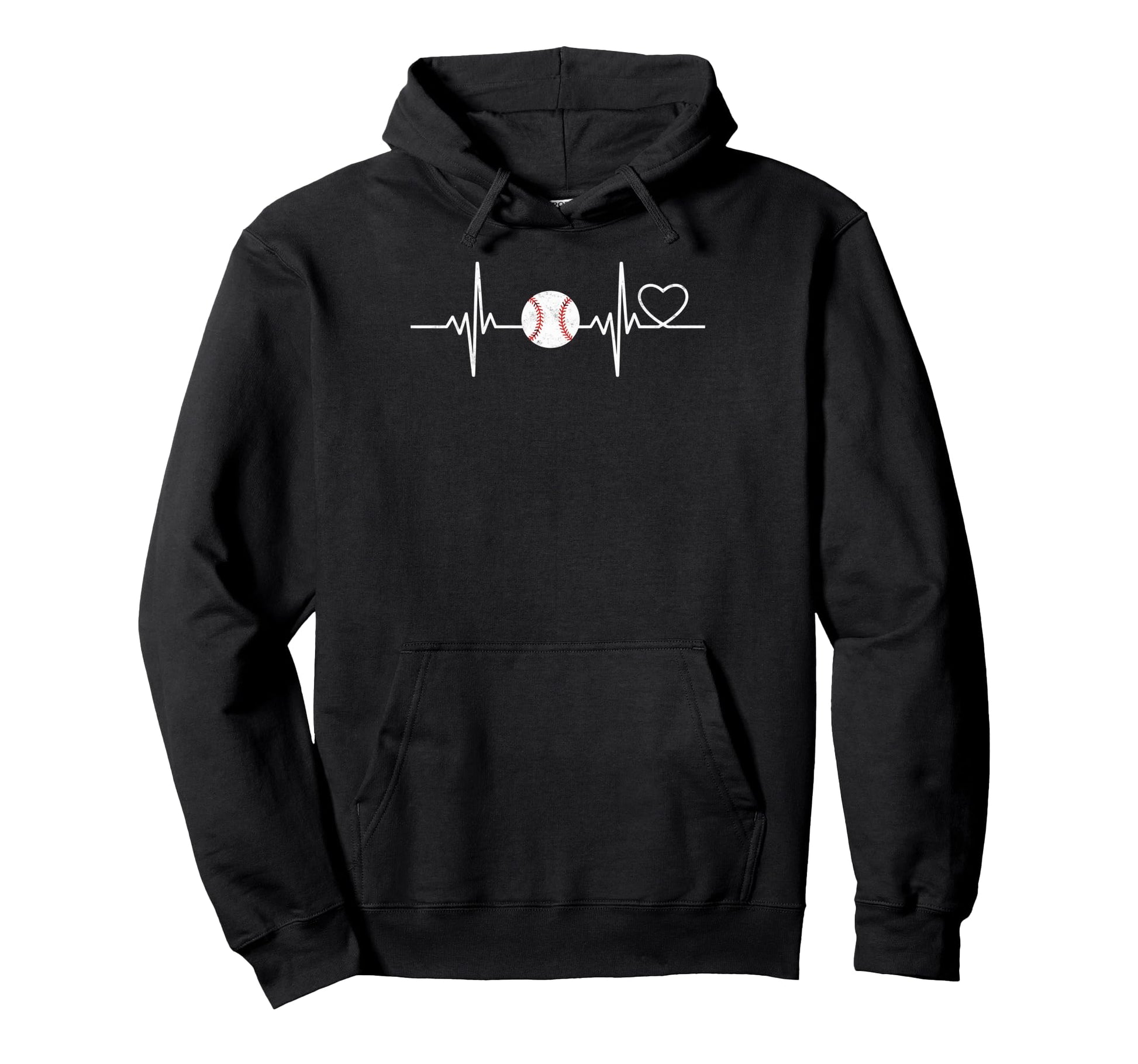 Baseball Ball Heartbeat Player Coach Hoodie - Minimalist Print for Adults - T-Shirt, Sweatshirt, Hoodie