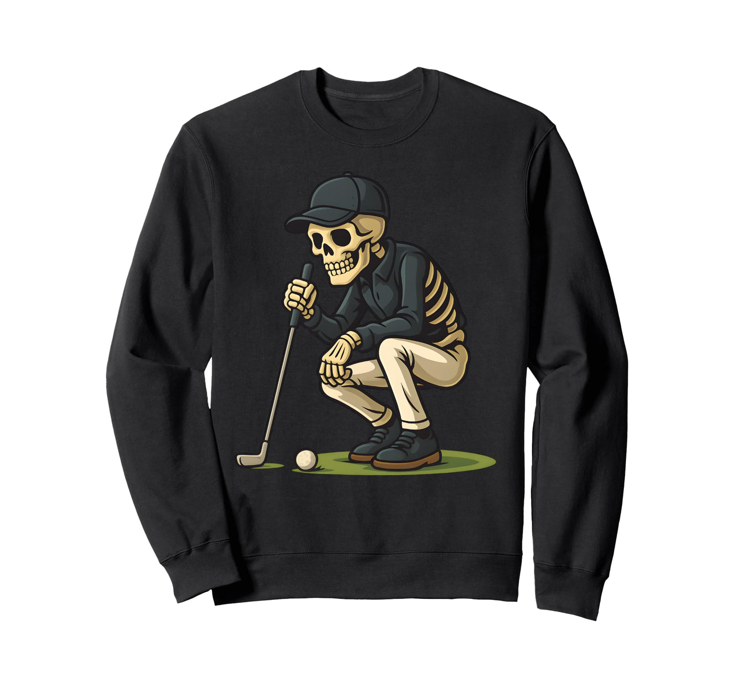 Skeleton Golf Halloween Golfer Golf Sweatshirt - Graphic Print for Adults - T-Shirt, Sweatshirt, Hoodie