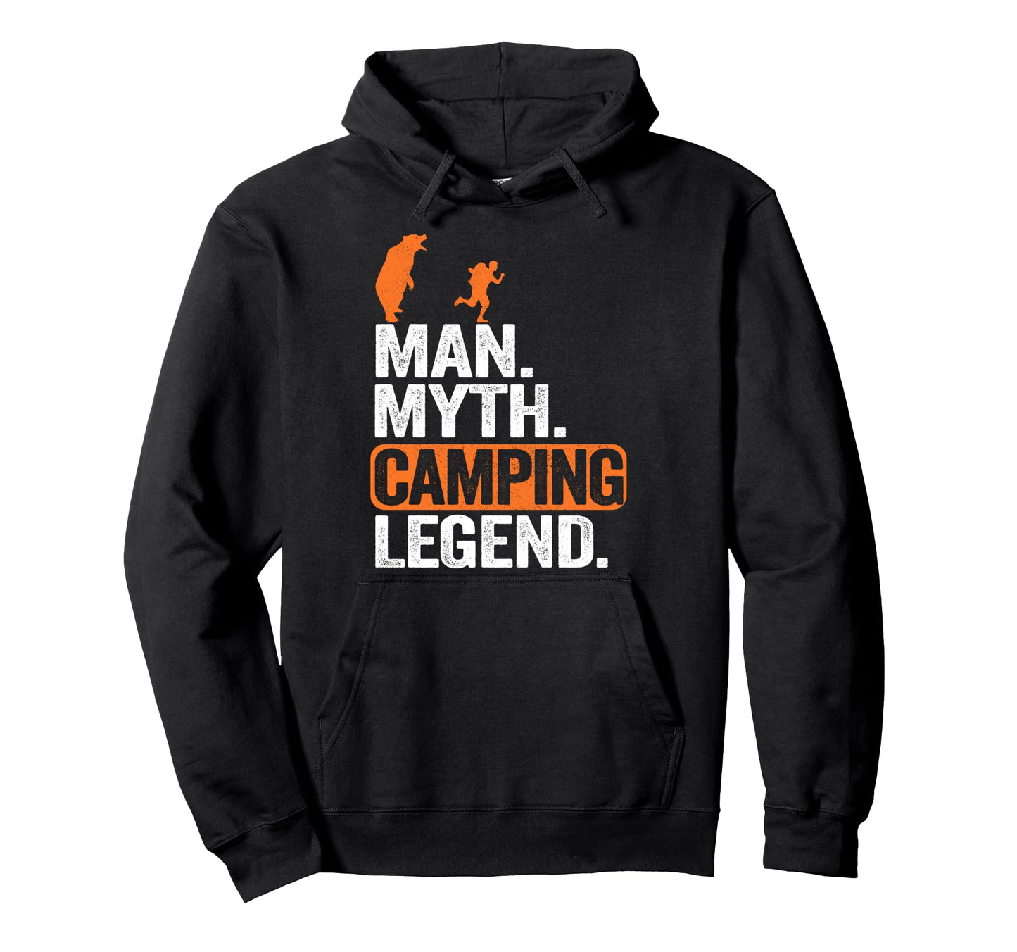 Myth Camping Legend Fun Bear Joke Hoodie - Minimalist Print for Adults - T-Shirt, Sweatshirt, Hoodie