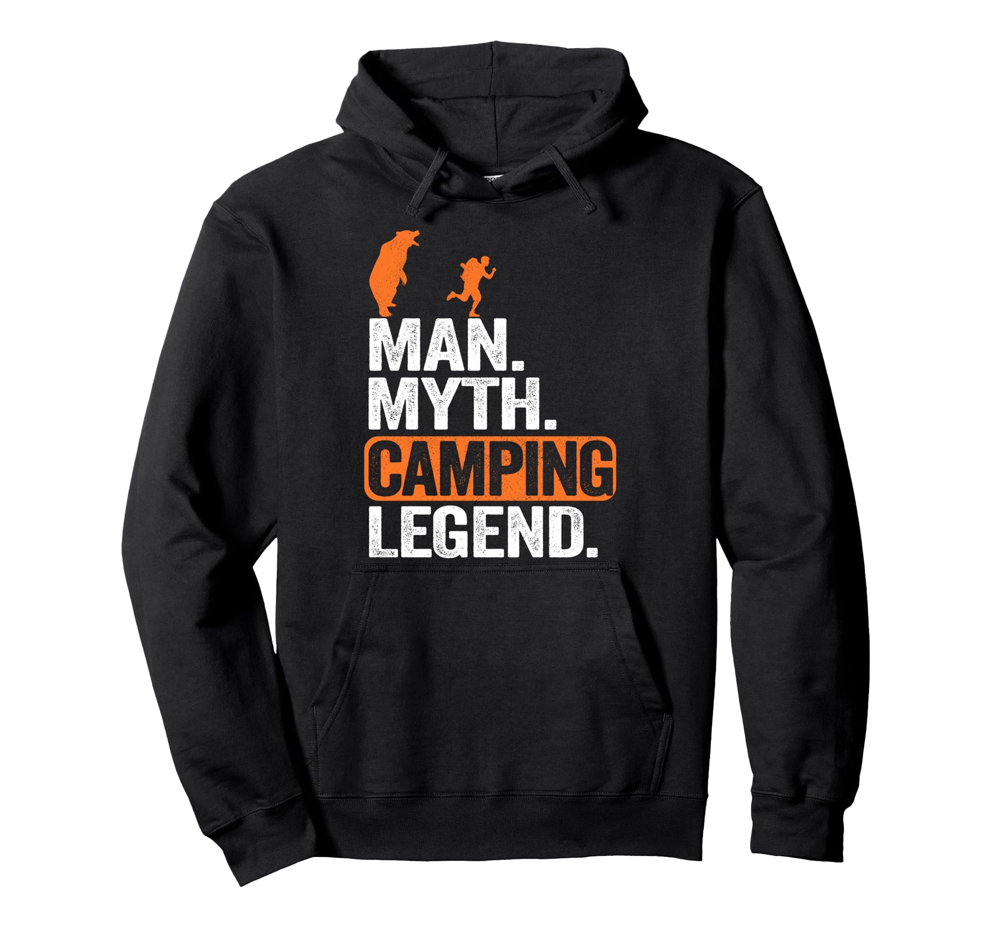 Myth Camping Legend Fun Bear Joke Hoodie - Minimalist Print for Adults - T-Shirt, Sweatshirt, Hoodie