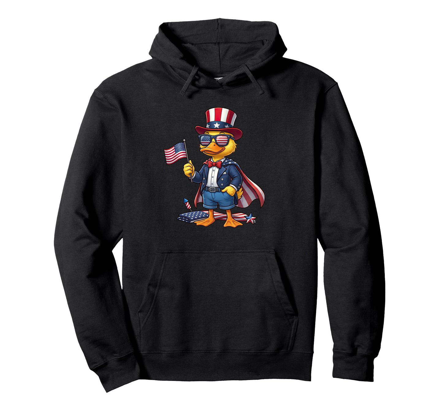 Funny Duck American Usa Flag Memorial Hoodie - Streetwear Style for Adults - T-Shirt, Sweatshirt, Hoodie