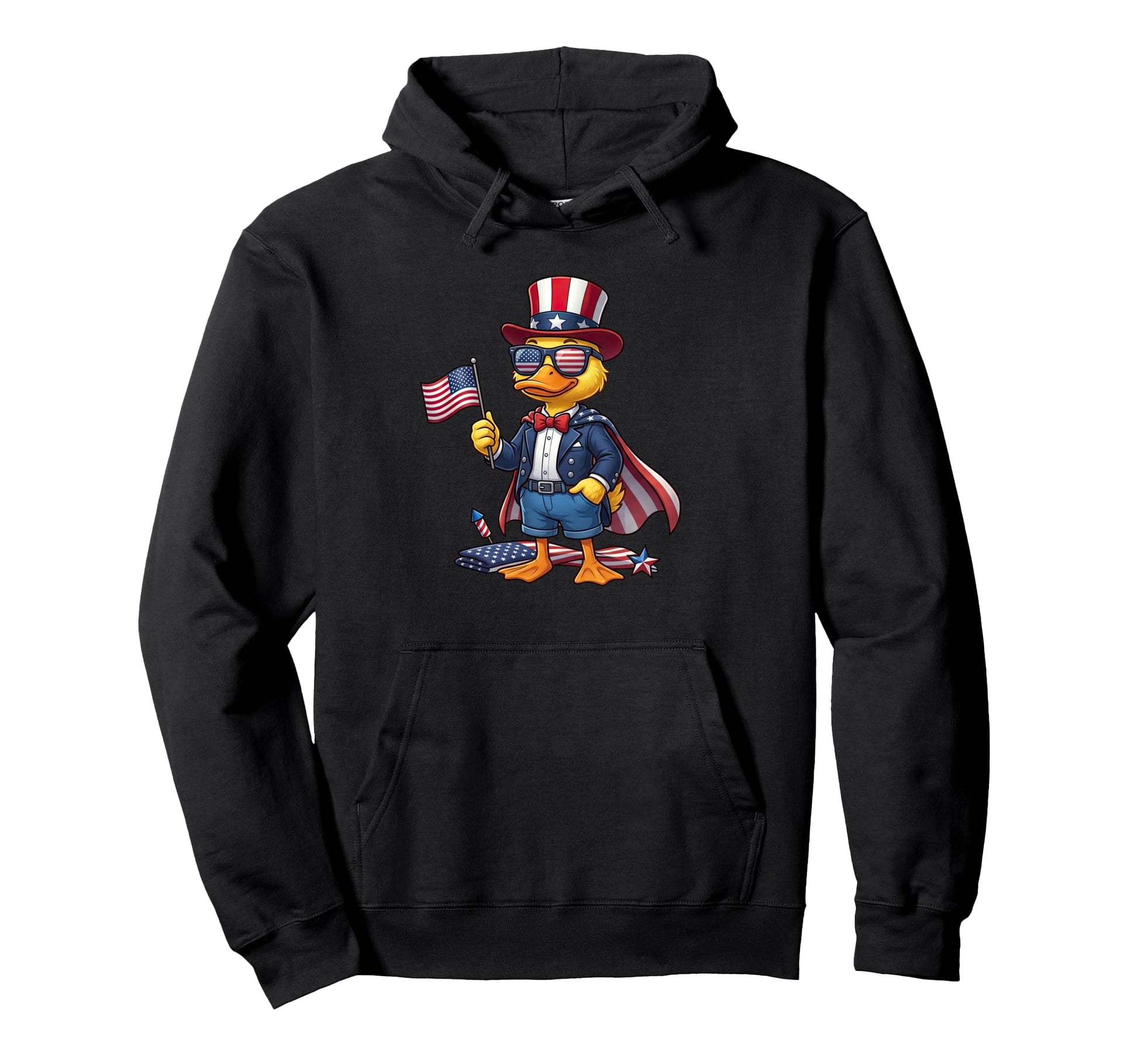 Funny Duck American Usa Flag Memorial Hoodie - Streetwear Style for Adults - T-Shirt, Sweatshirt, Hoodie