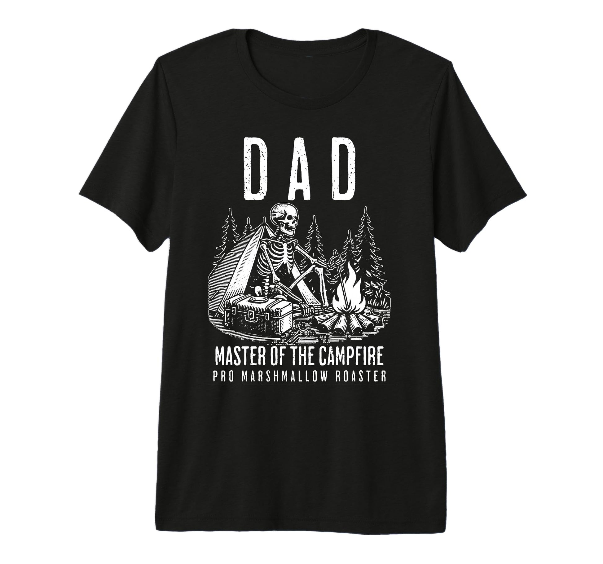 Dad Master Campfire Skeleton Camping T-Shirt - Casual Everyday Wear Unisex - T-Shirt, Sweatshirt, Hoodie