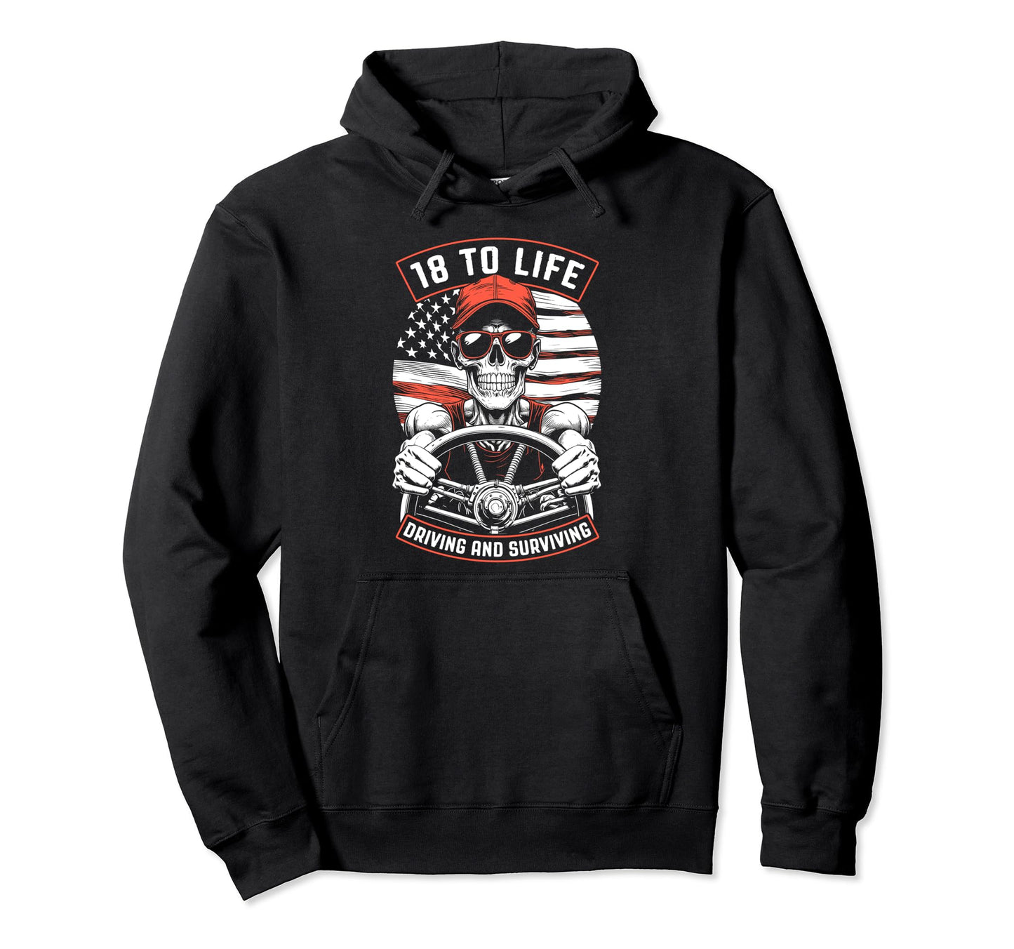 18 To Life Trucker Skeleton Truck Hoodie - Minimalist Print for Adults - T-Shirt, Sweatshirt, Hoodie