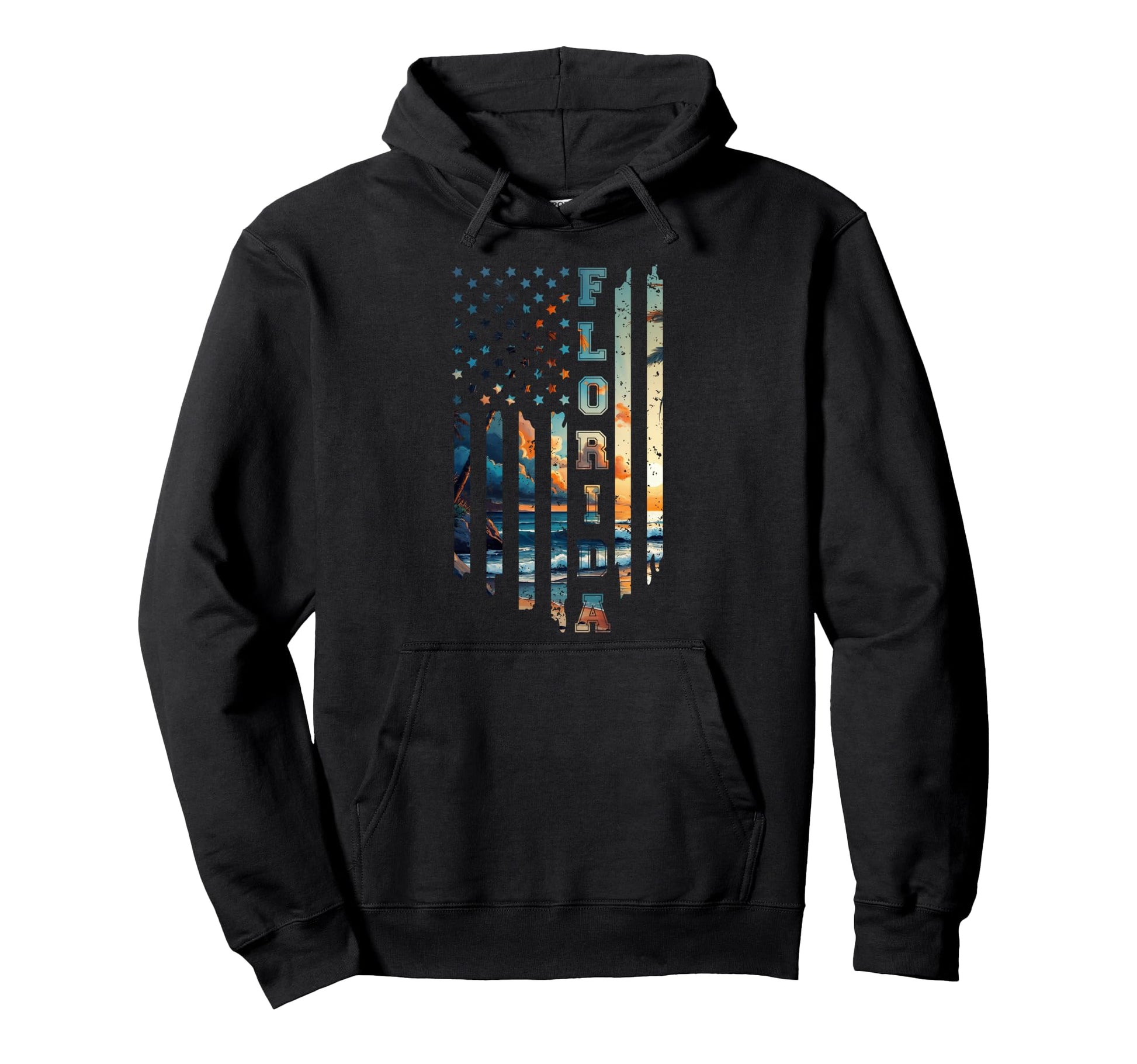 Florida Usa Flag Tropical Beach Family Hoodie - Trendy Graphic Unisex - T-Shirt, Sweatshirt, Hoodie