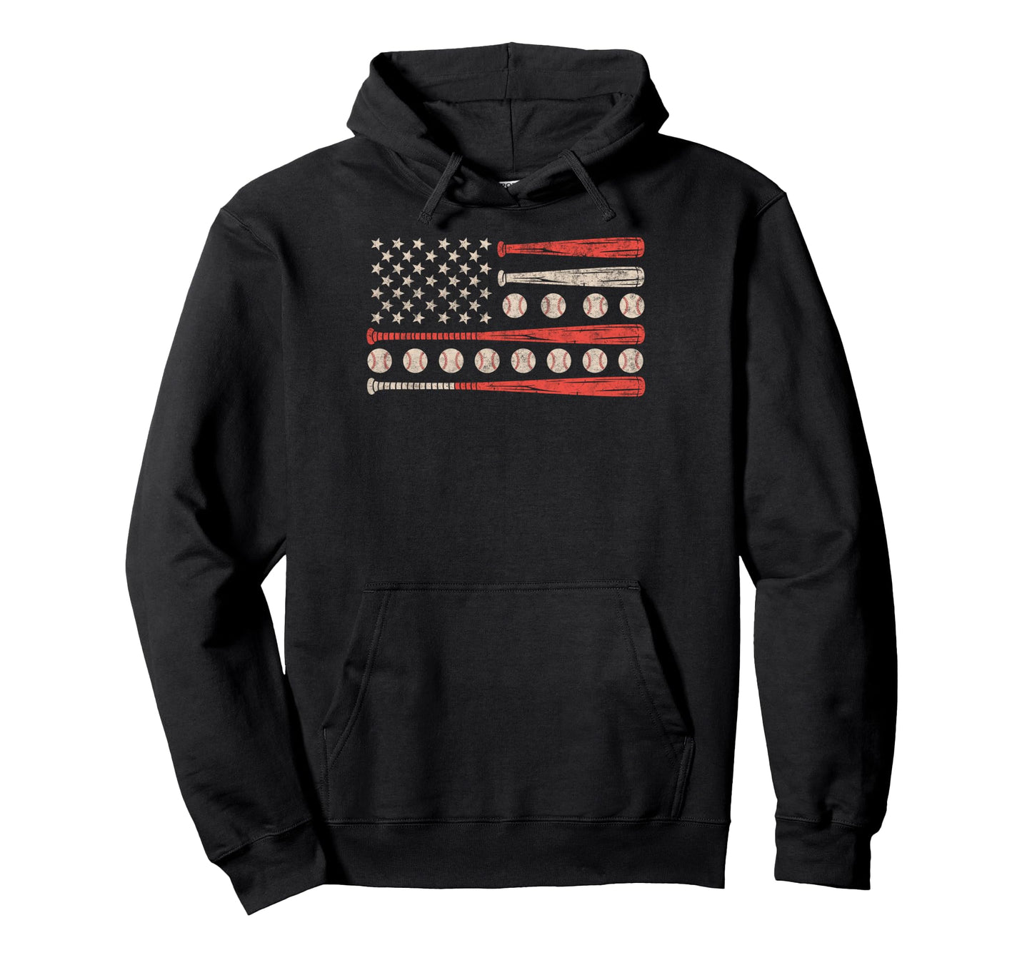 Baseball Us Flag Baseball Lover Hoodie - Casual Everyday Wear Men Women - T-Shirt, Sweatshirt, Hoodie