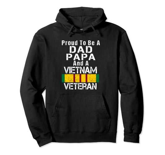 Back Proud Dad Papa Vietnam Veteran Hoodie - Minimalist Print Unisex - T-Shirt, Sweatshirt, Hoodie