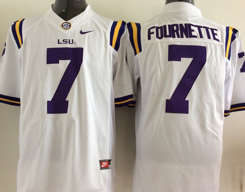 Men's LSU Tigers Leonard Fournett White Player Game Jersey sports jersey product view 1