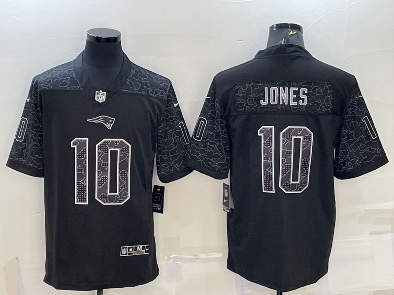 Men's New England Patriots Mac Jones Black RFLCTV Limited Jersey football jersey product view 1